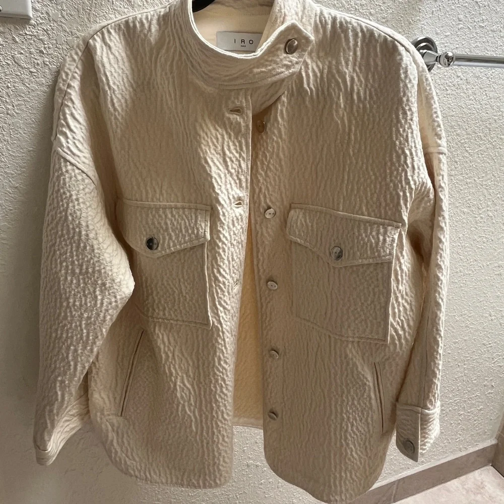 IRO Rosana oversized cream textured jacket size 36 - Picture 3 of 10